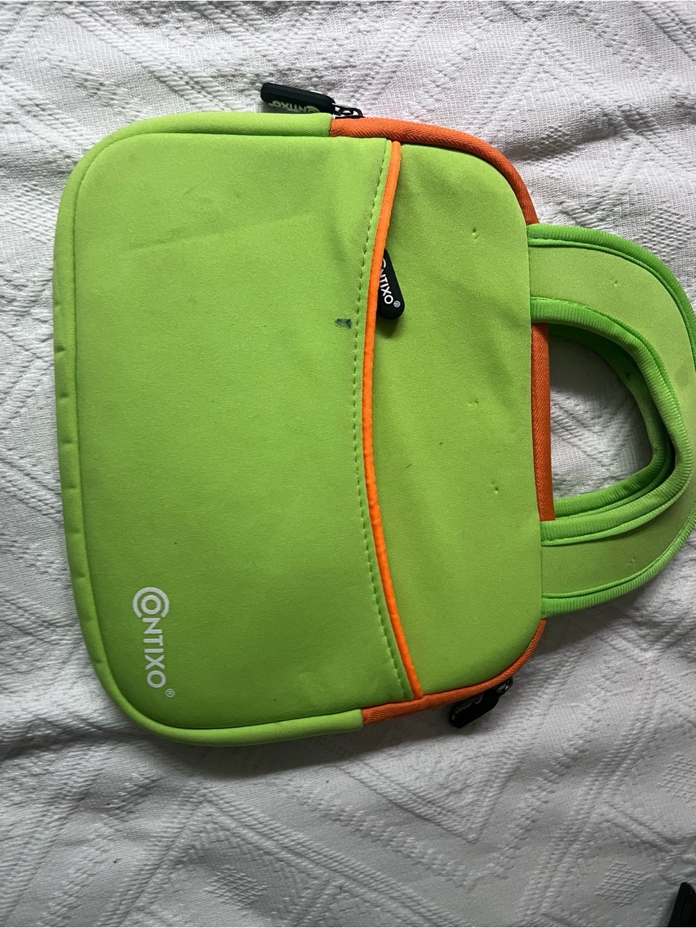 Lime Green Tablet Sleeve with Orange Trim - Padded Carry Case